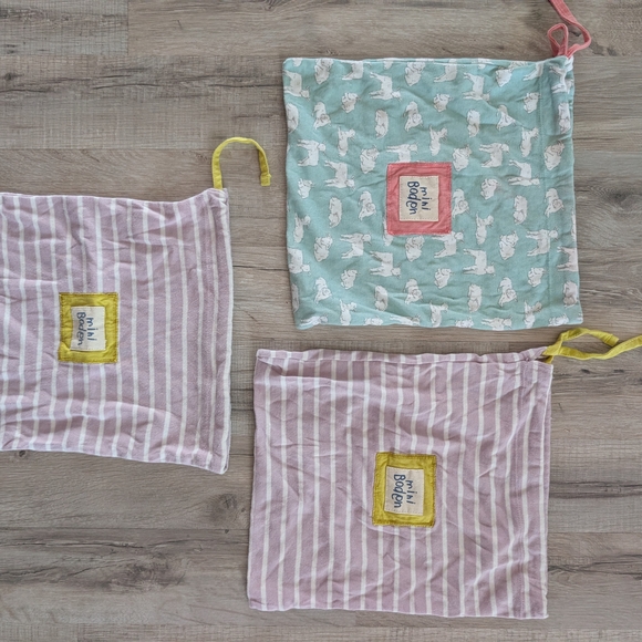 Mini Boden Mint Lamb And Purple Striped Drawstring Bags (Z2) - Picture 2 of 4